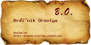Bránik Orsolya névjegykártya